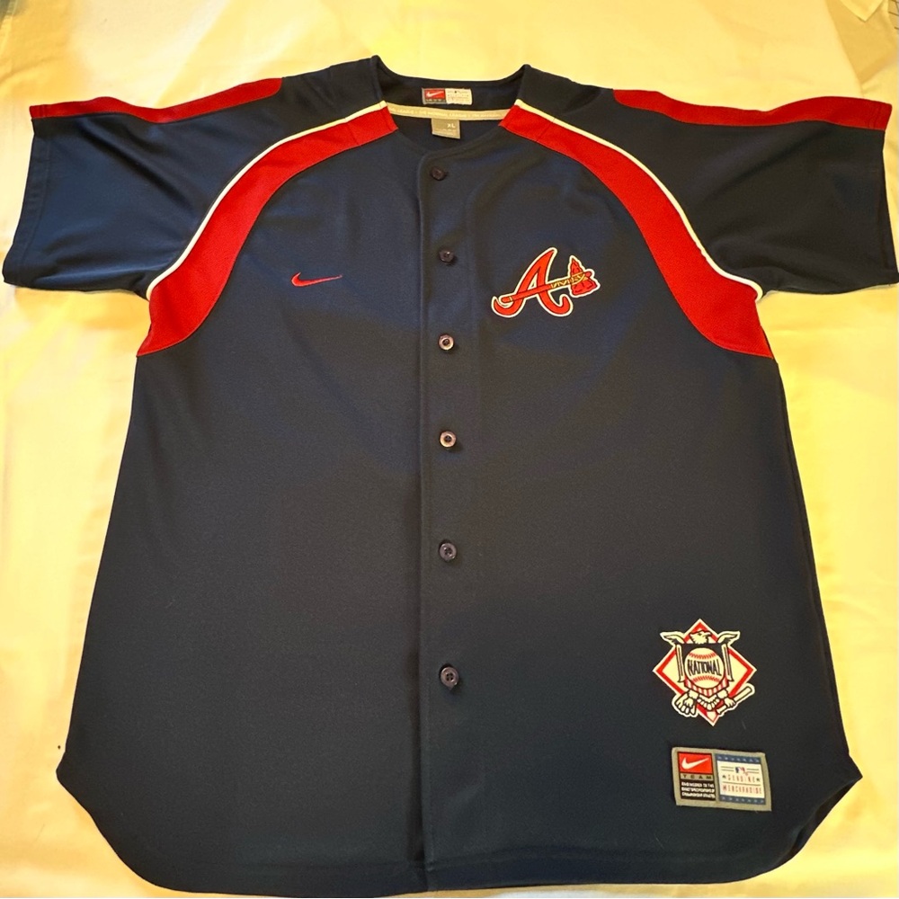Atlanta Braves Nike Genuine Merchandise Navy Blue MLB Baseball Jersey Men’s XL